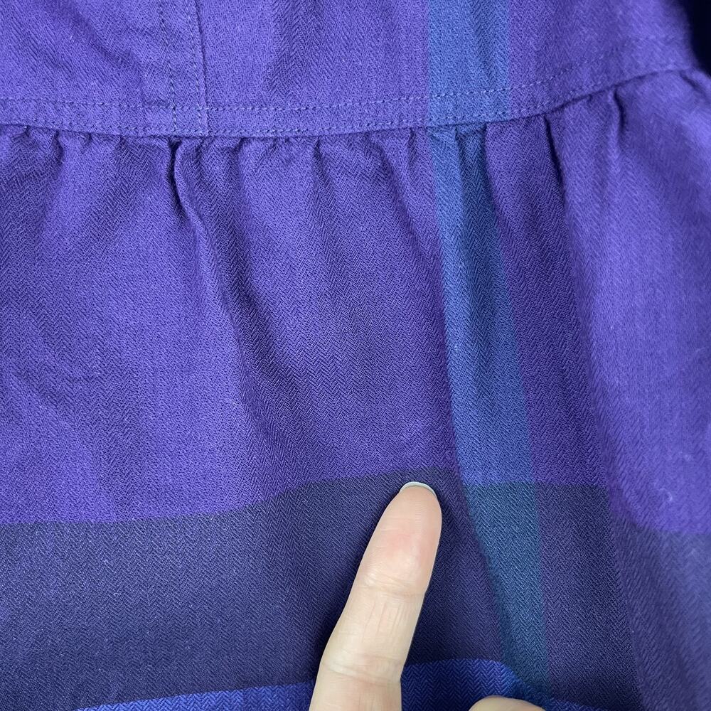 Burberry Brit Shirtdress Dress Womens XL Purple Plaid 3/4 Sleeve Cotton Pocket - Picture 15 of 15